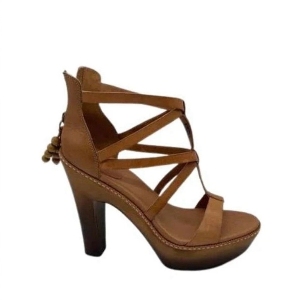 Ugg Elegant Tan Leather Strappy Heels
